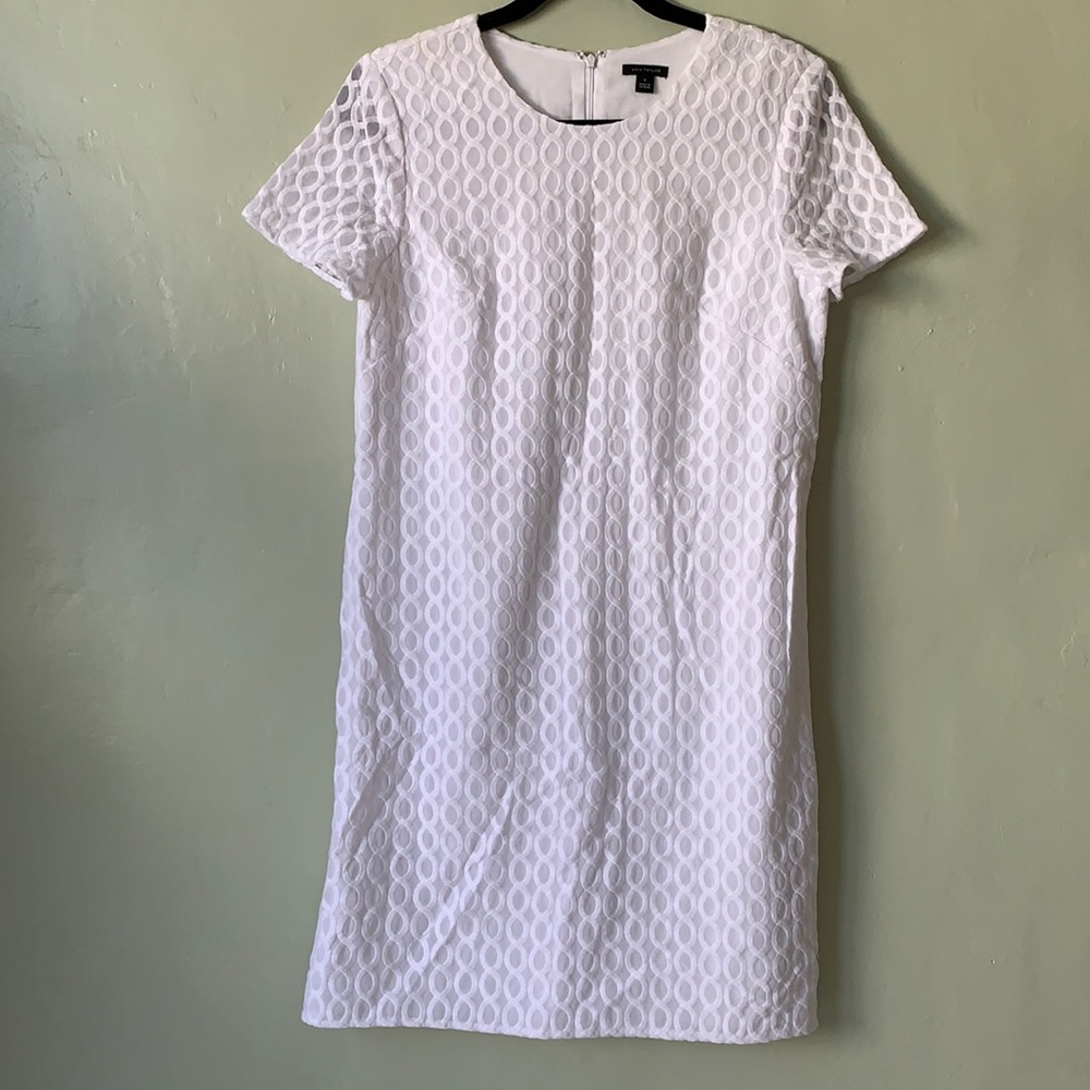 White Ann Taylor textured shift dress